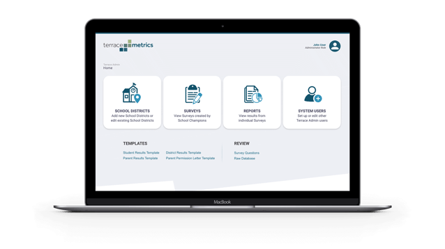 Terrace Metrics example testing screen